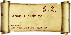 Simonfi Klára névjegykártya